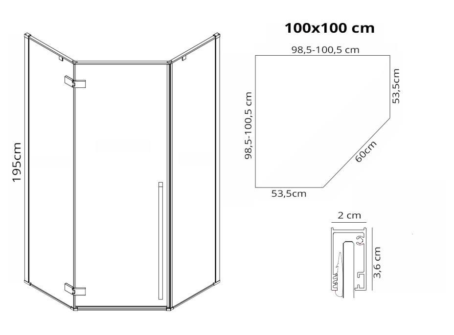 Sprchový kout MAXMAX Rea DIAMOND 100x100 cm - černý