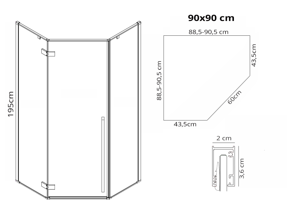 Sprchový kout MAXMAX Rea DIAMOND 90x90 cm - černý