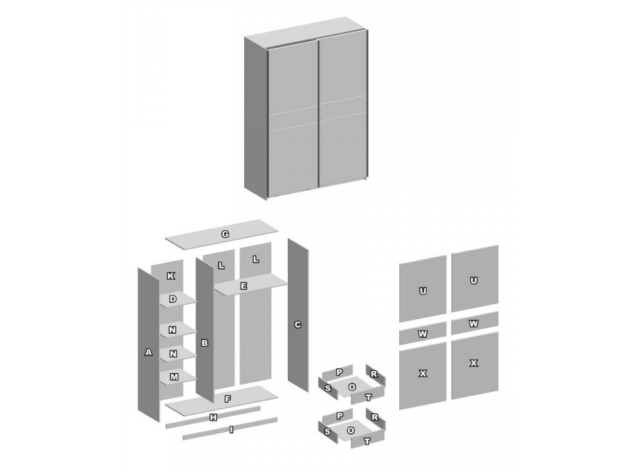 Šatní skříň LINA 1 s posuvnými dveřmi - bílá
