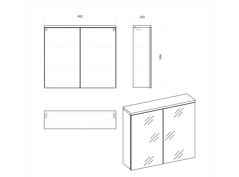 Koupelnová závěsná skříňka BALI bílá se zrcadlem 80 cm