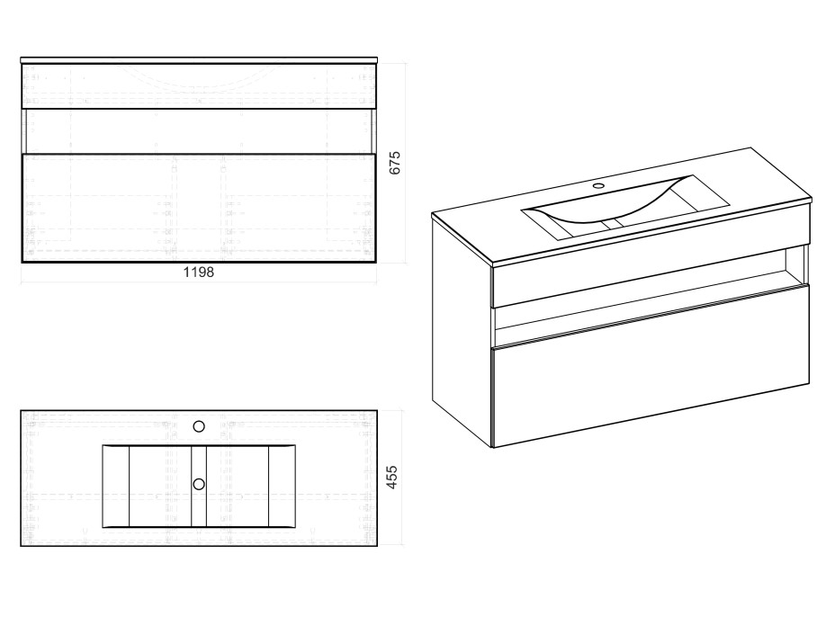 Koupelnová závěsná skříňka pod umyvadlo HAVANA bílá 120 cm s LED osvětlením