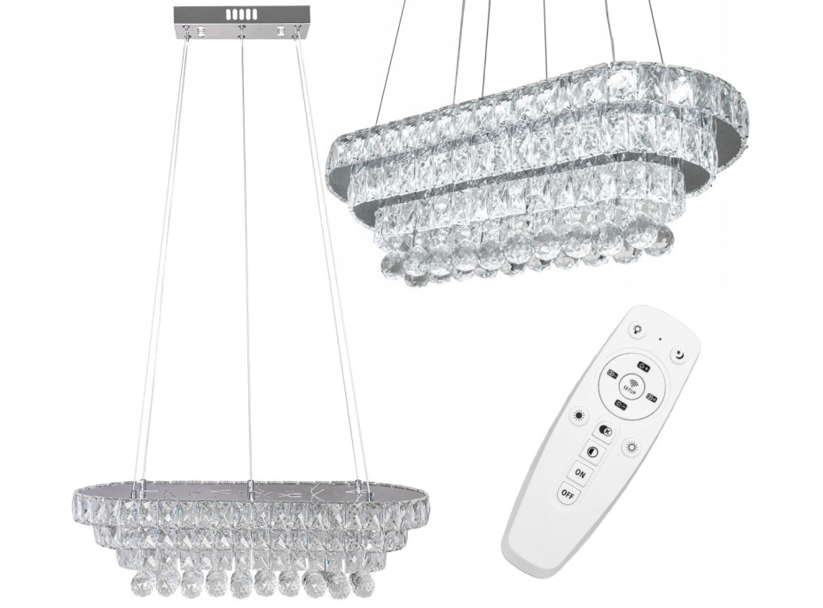 Stropní LED křišťálové svítidlo PLATON longer - 102W - s ovladačem