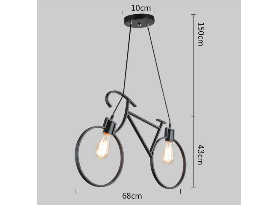 Stropní svítidlo BICYCLE - ve tvaru jízdního kola - 68x43 cm