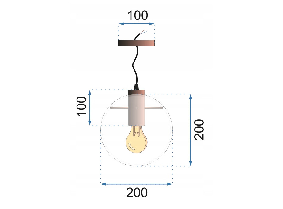 Stropní svítidlo LASSI černé - kov/sklo - 20 cm