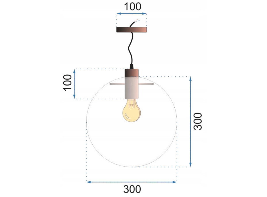 Stropní svítidlo LASSI černé - kov/sklo - 30 cm