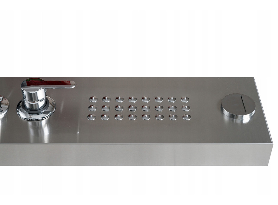Sprchový panel PIOGGIA 2 5v1 - s výtokem do vany a policí - chromový matný