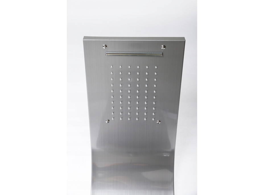 Sprchový rohový panel PIOGGIA 5v1 - s výtokem do vany a policí - chromový matný