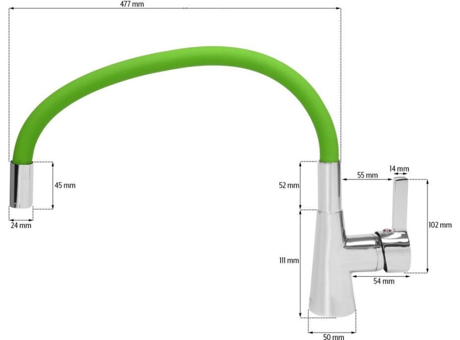 Kuchyňská dřezová baterie FLEXI - Zelená
