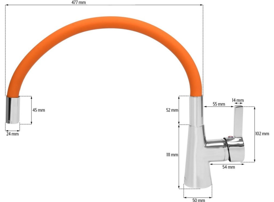 Kuchyňská dřezová baterie FLEXI - Oranžová