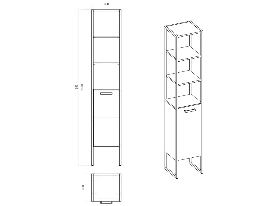 Koupelnová stojící skříňka LOFT - vysoká