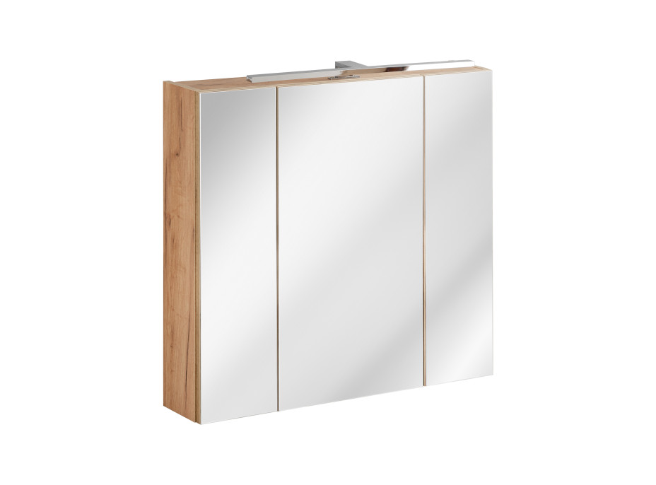 Koupelnová závěsná skříňka KAPA 80 cm dub zlatý - se zrcadlem