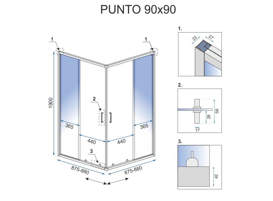 Sprchový kout MAXMAX Rea PUNTO 90x90 cm - černý