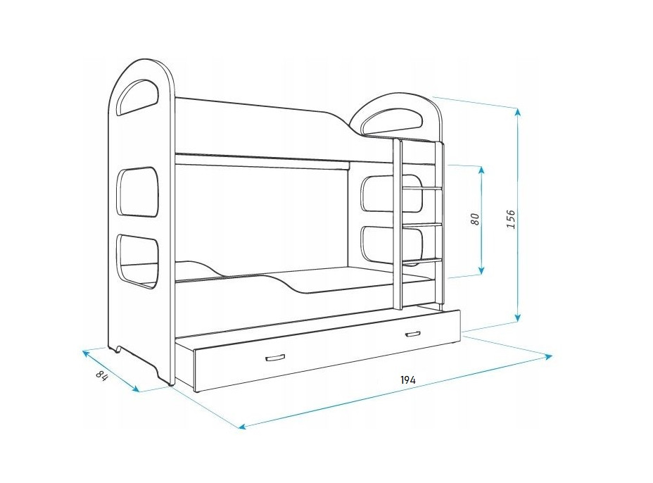 Dětská patrová postel Dominik Q - 190x80 cm - LONDON BUS