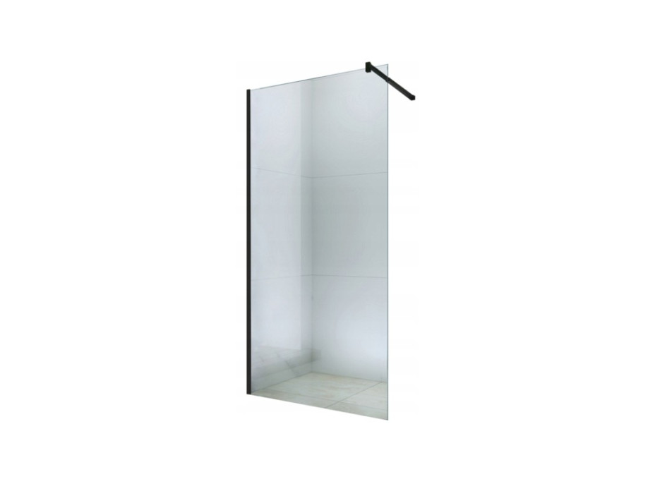 Koupelnová pevná zástěna WALK-IN 110 cm - černá - čiré sklo