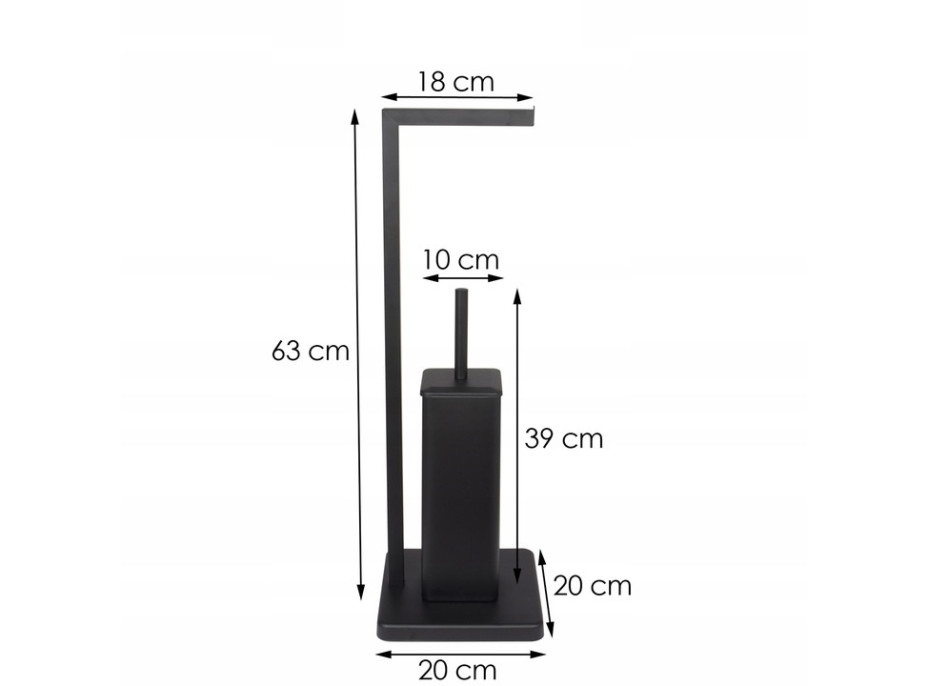 Držák toaletního papíru s WC štětkou - černý