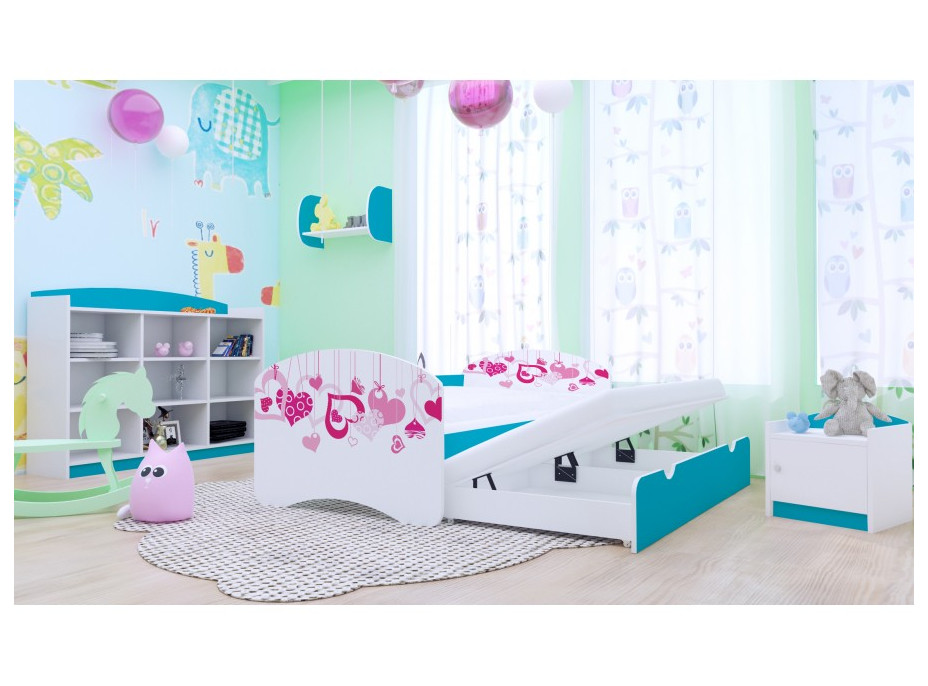 Dětská postel pro DVA (s výsuvným lůžkem) 180x90 cm - FALL IN LOVE