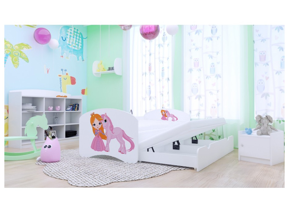 Dětská postel pro DVA (s výsuvným lůžkem) 160x80 cm - PRINCEZNA A JEDNOROŽEC