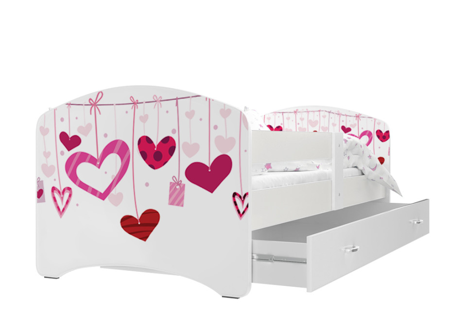 Dětská postel LUCY se šuplíkem - 160x80 cm - SRDÍČKA