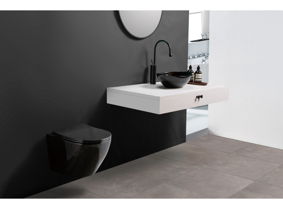 Závěsné WC MAXMAX Rea CARLO mini RIMLESS + Duroplast sedátko flat - černé