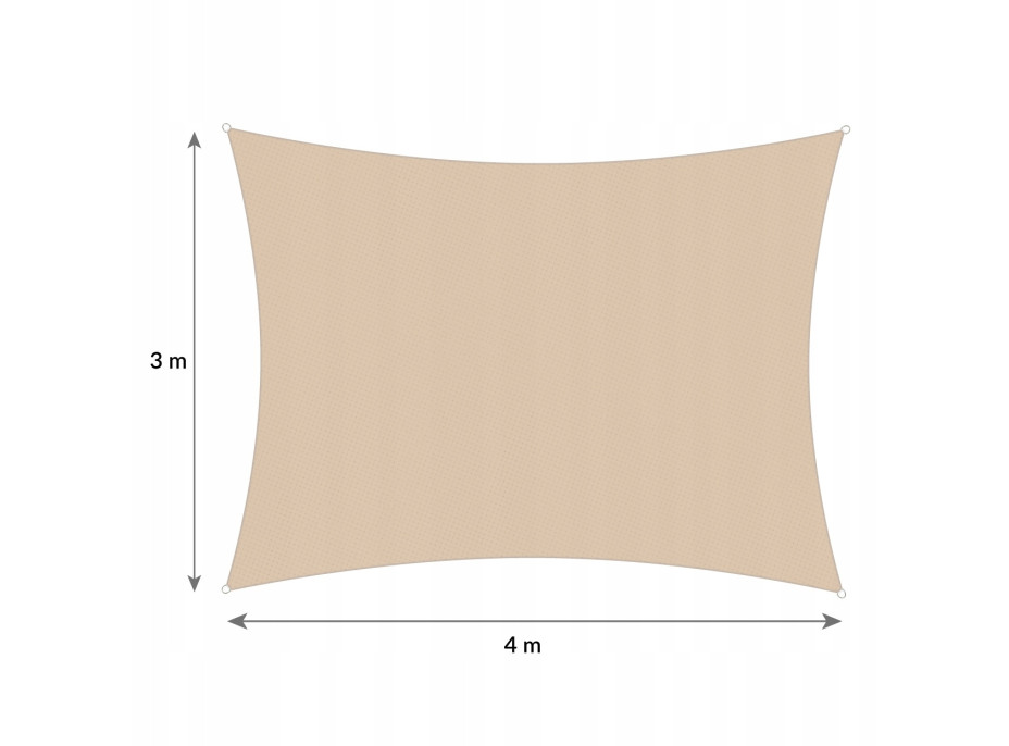 Ochranná obdélníková stínící plachta proti slunci 4x3 m