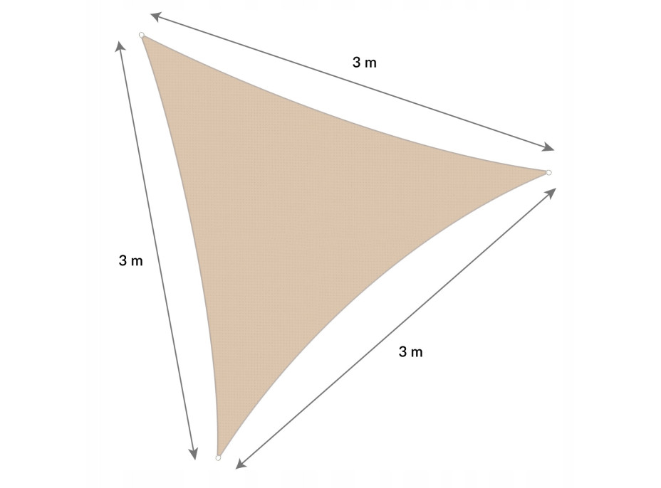 Ochranná trojúhelníková stínící plachta proti slunci 3x3x3 m