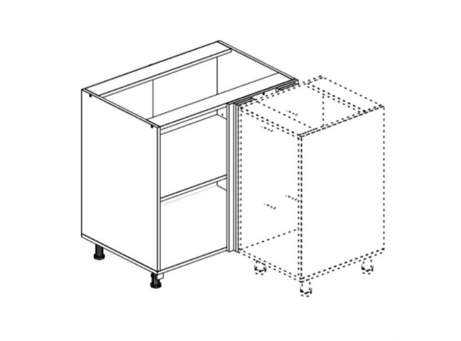Dolní rohová kuchyňská skříňka VITO k zabudování dřezu - 100(80)x82x52 cm - bílá lesklá