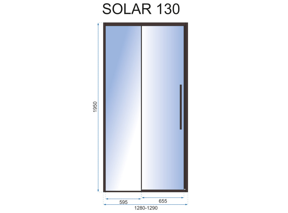 Sprchové dveře MAXMAX Rea SOLAR 130 cm - černé