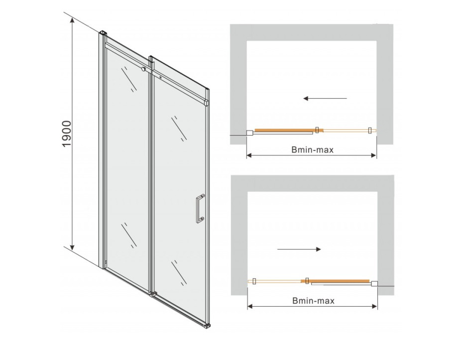 Sprchové dveře MEXEN OMEGA 140 cm - GRAFIT