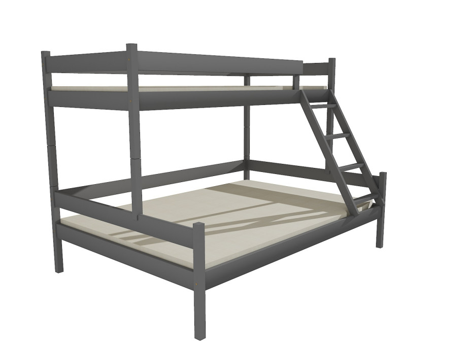 Dětská patrová postel s rozšířeným spodním lůžkem z MASIVU 200x90cm SE ŠUPLÍKY - PPS002