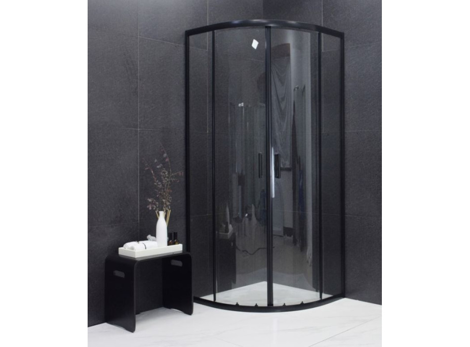 Sprchový kout MAXMAX MEXEN RIO transparent - čtvrtkruh 90x90 cm - BLACK, 863-090-090-70-00