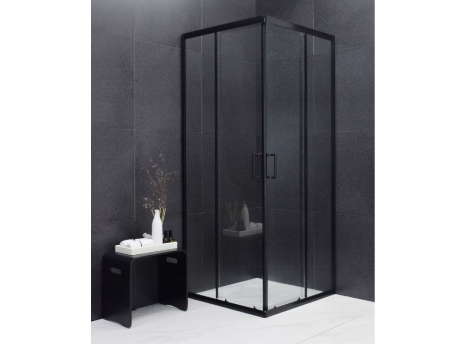 Sprchový kout MAXMAX MEXEN RIO transparent - 70x70 cm - BLACK, 860-070-070-70-00