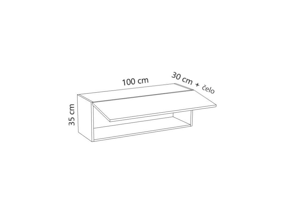 Závěsná skříňka MODERN - 100x30x35 cm - bílá lesklá - push to open