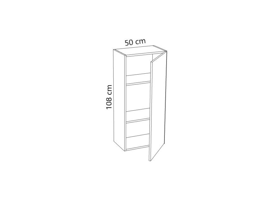 Závěsná skříňka MODERN - 50x30x108 cm - bílá lesklá - push to open - pravá