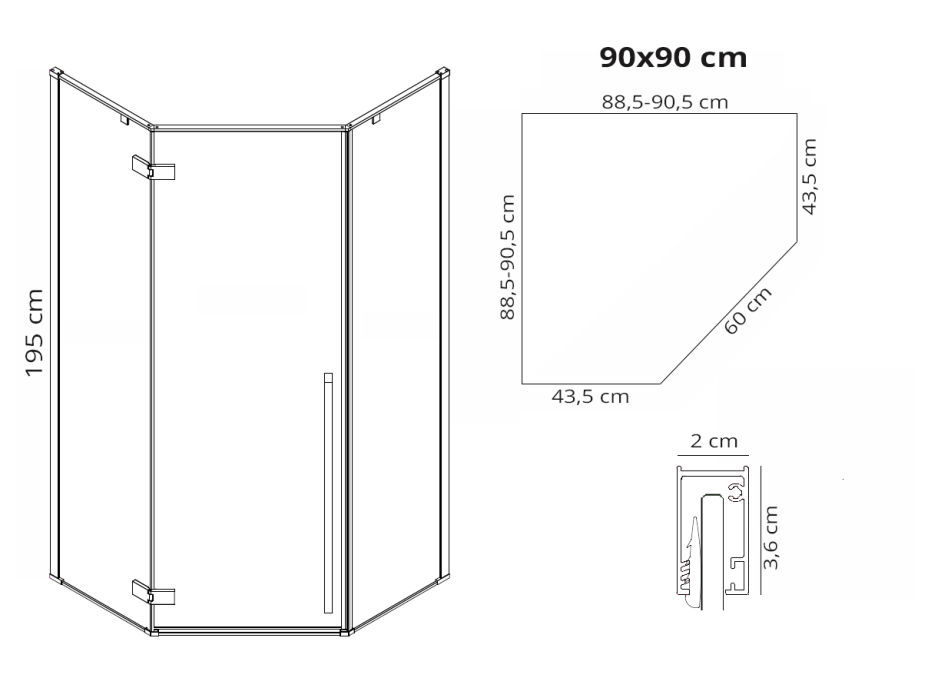 Sprchový kout MAXMAX Rea DIAMOND 90x90 cm - zlatý