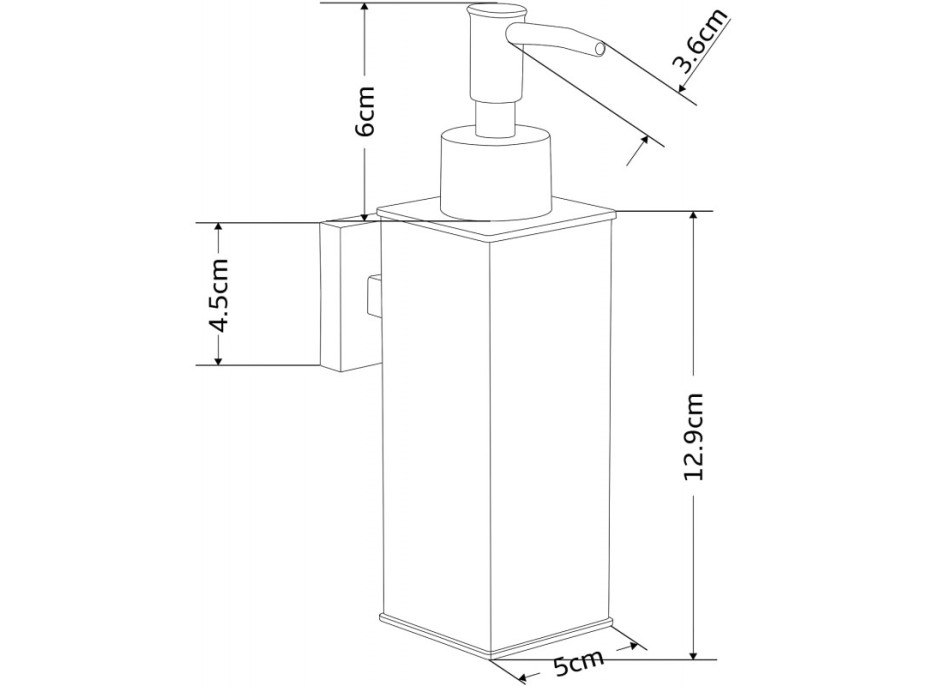 Závěsný hranatý dávkovač mýdla MEXEN s pumpičkou - nerezová ocel - černý matný, 70628-70