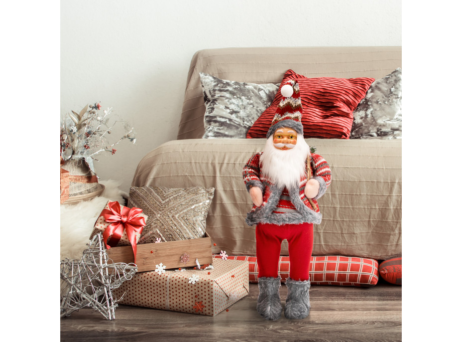 Vánoční dekorativní figurka Santa Claus s pytlem - 62 cm