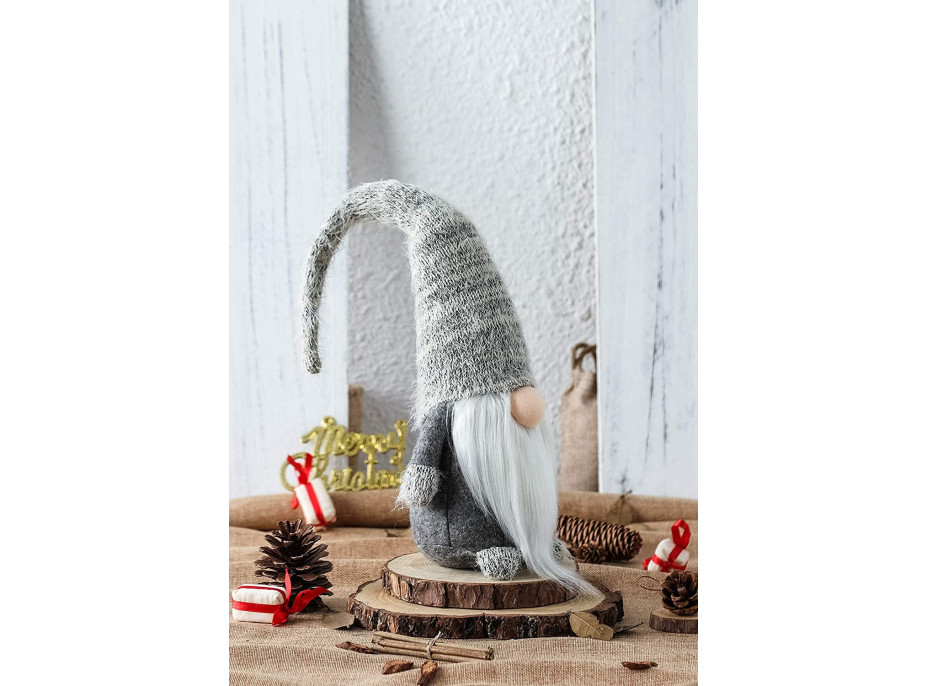 Vánoční skřítek 50 cm - šedý