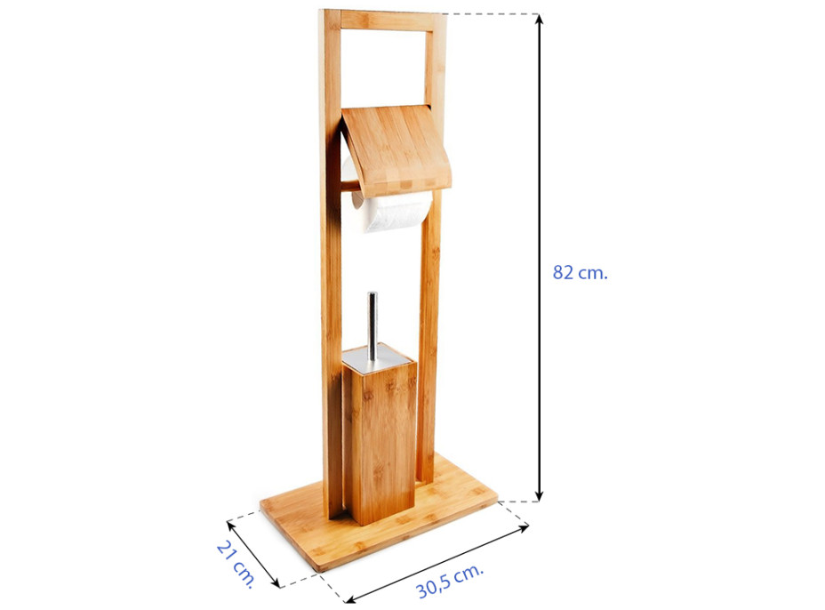 Držák toaletního papíru s WC štětkou - bambusový