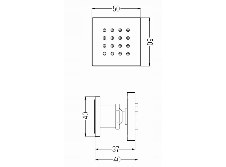 Boční sprchová tryska MEXEN - hranatá - 50x50 mm - chromová, 79360-00