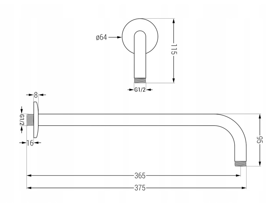 Rameno dešťové sprchy MEXEN - 40 cm, 79211-00