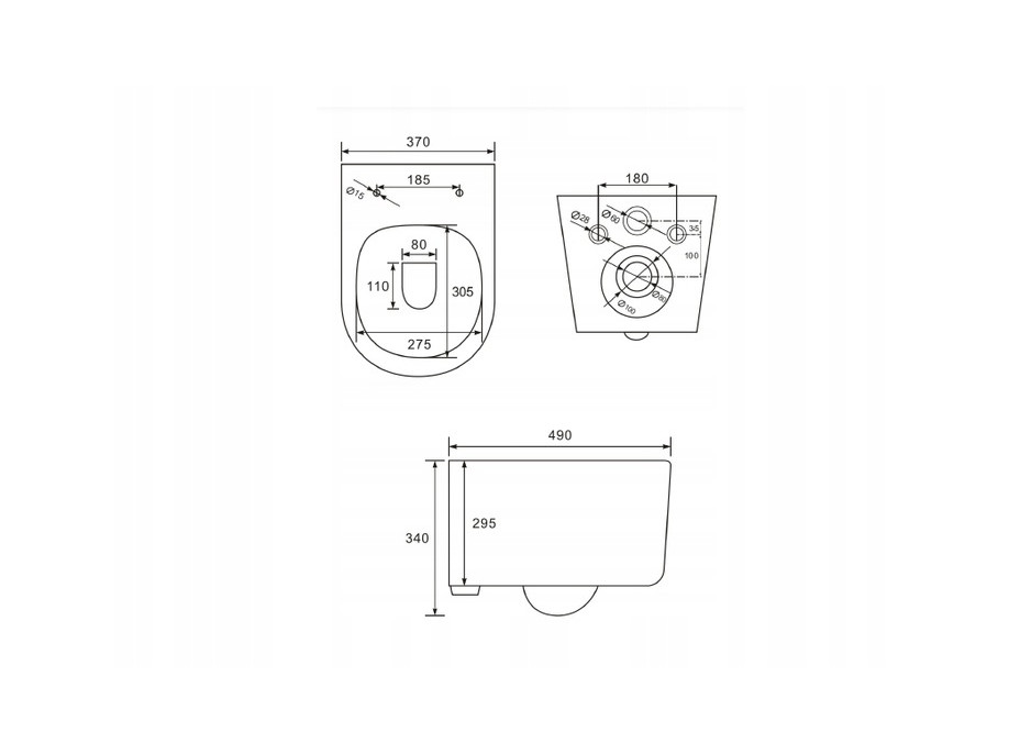 Závěsné WC CARMEN RIMLESS - černé matné + Duroplast sedátko