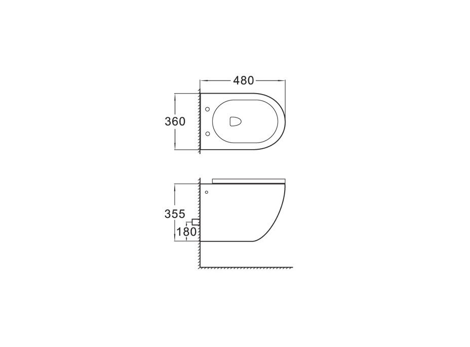 Závěsné WC LENA RIMLESS - černé matné + Duroplast sedátko