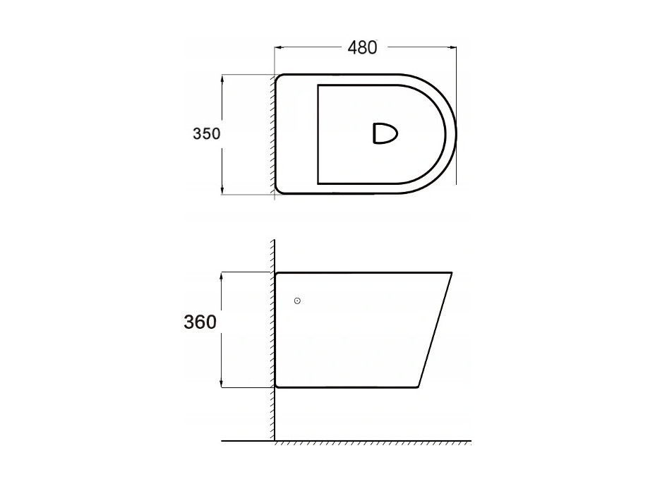 Závěsný bidet MEXEN RICO 48 cm - černý matný, 35724885