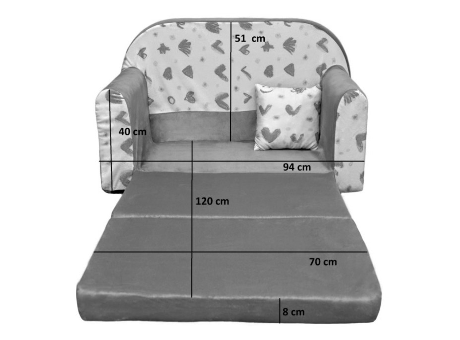 Dětská rozkládací pohovka PLAMEŇÁCI + polštářek ZDARMA - růžová