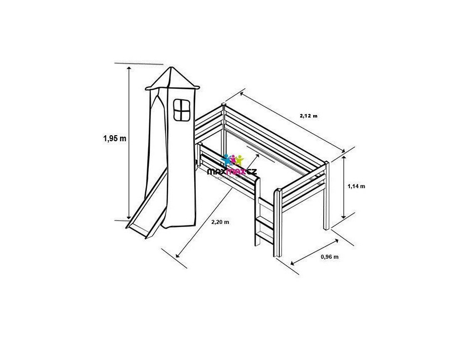 Věžička do vyvýšené dětské postele - SAFARI