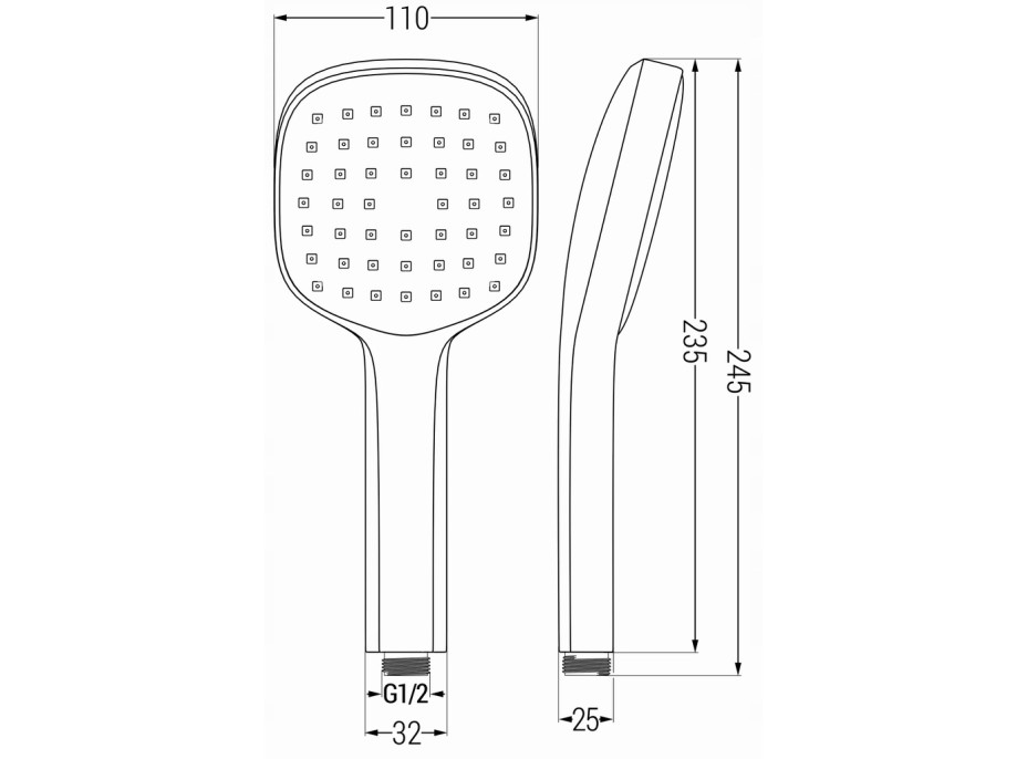 Ruční sprchová hlavice MEXEN R-33 - 1 funkce - 235x110 mm - černá matná, 79533-70