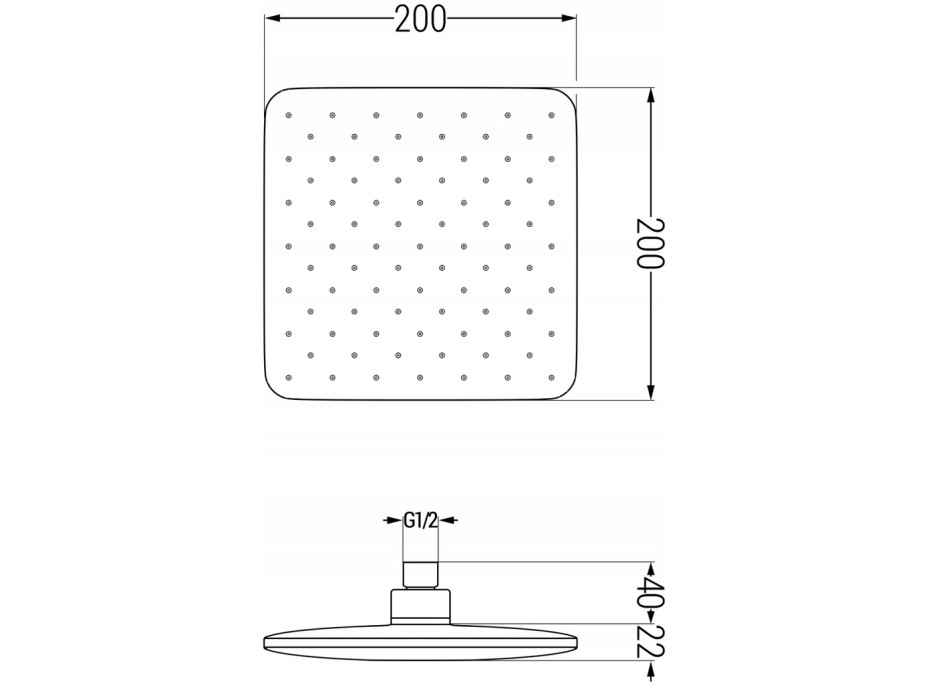 Sprchová dešťová hlavice MEXEN D-62 - 20x20 cm - chromová, 79762-00
