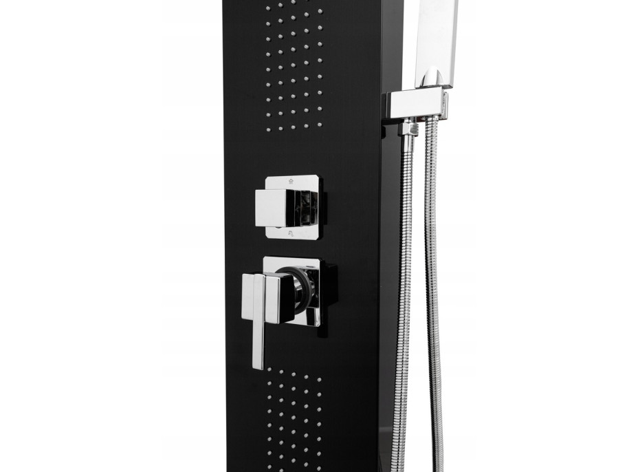 Sprchový panel TOLEDO 4v1 - s výtokem do vany - černý matný