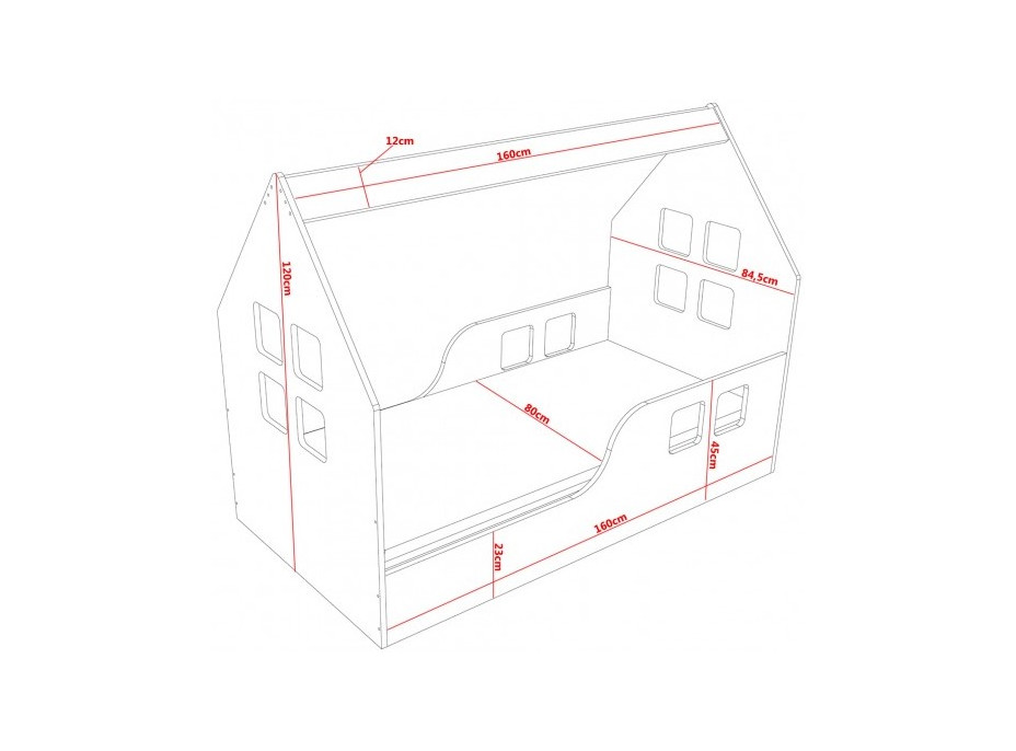 Dětská domečková postel HAPPY HOUSE - Auto - 160x80 cm (12 barev) + matrace ZDARMA