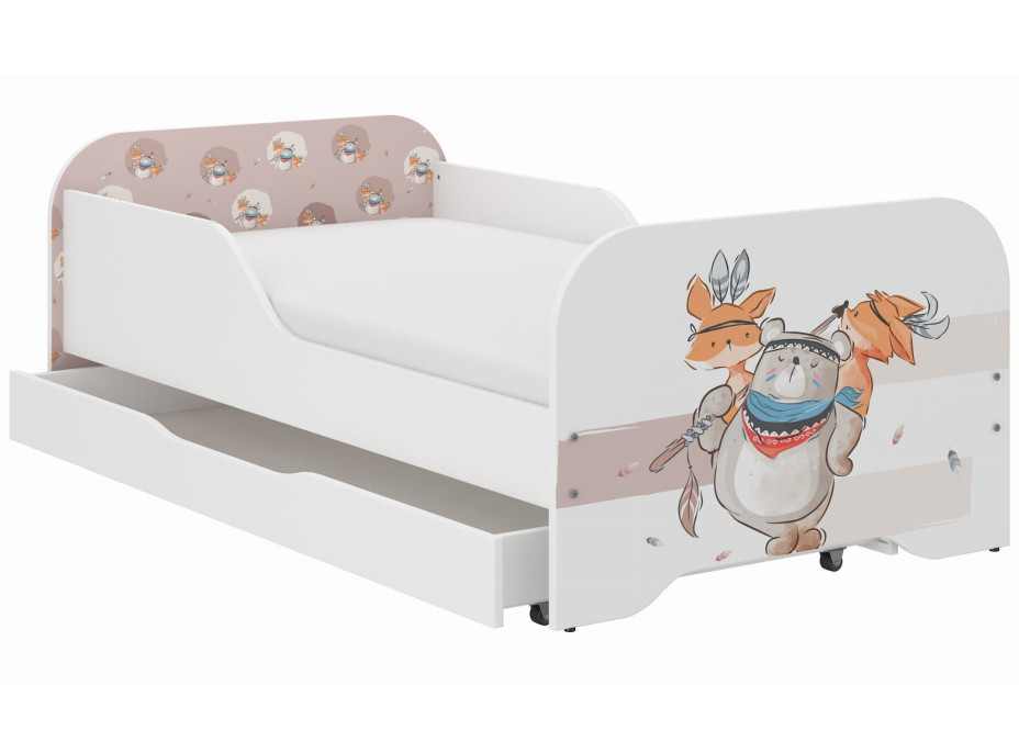 Dětská postel KIM - MEDVÍDEK A LIŠÁK 160x80 cm